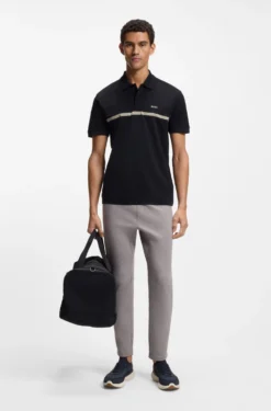 Paddy polo shirt in cotton with horizontal stripe