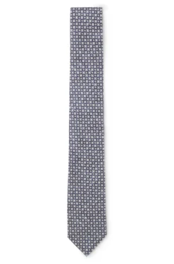 Patterned tie in cotton and wool