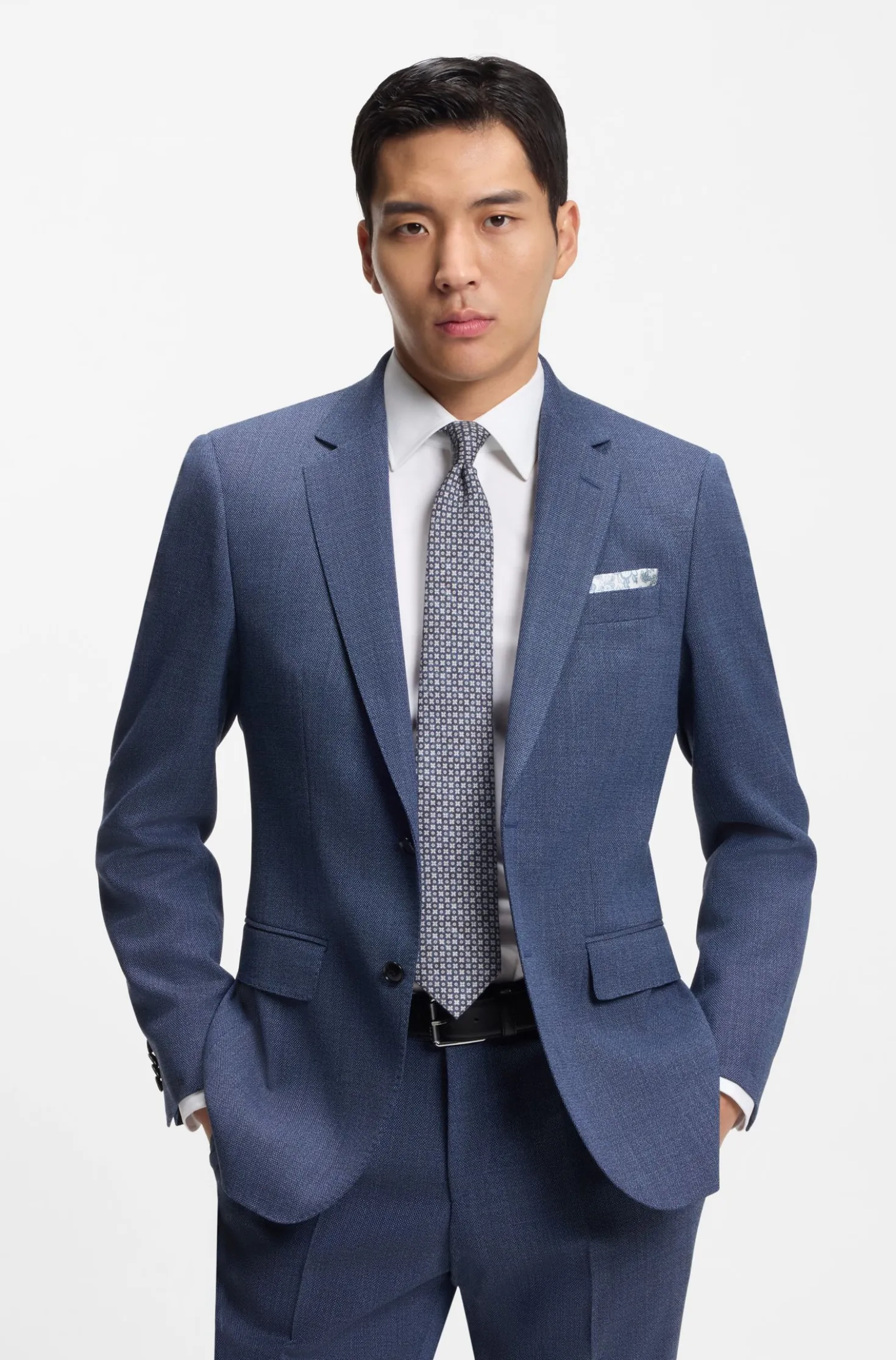 Patterned tie in cotton and wool