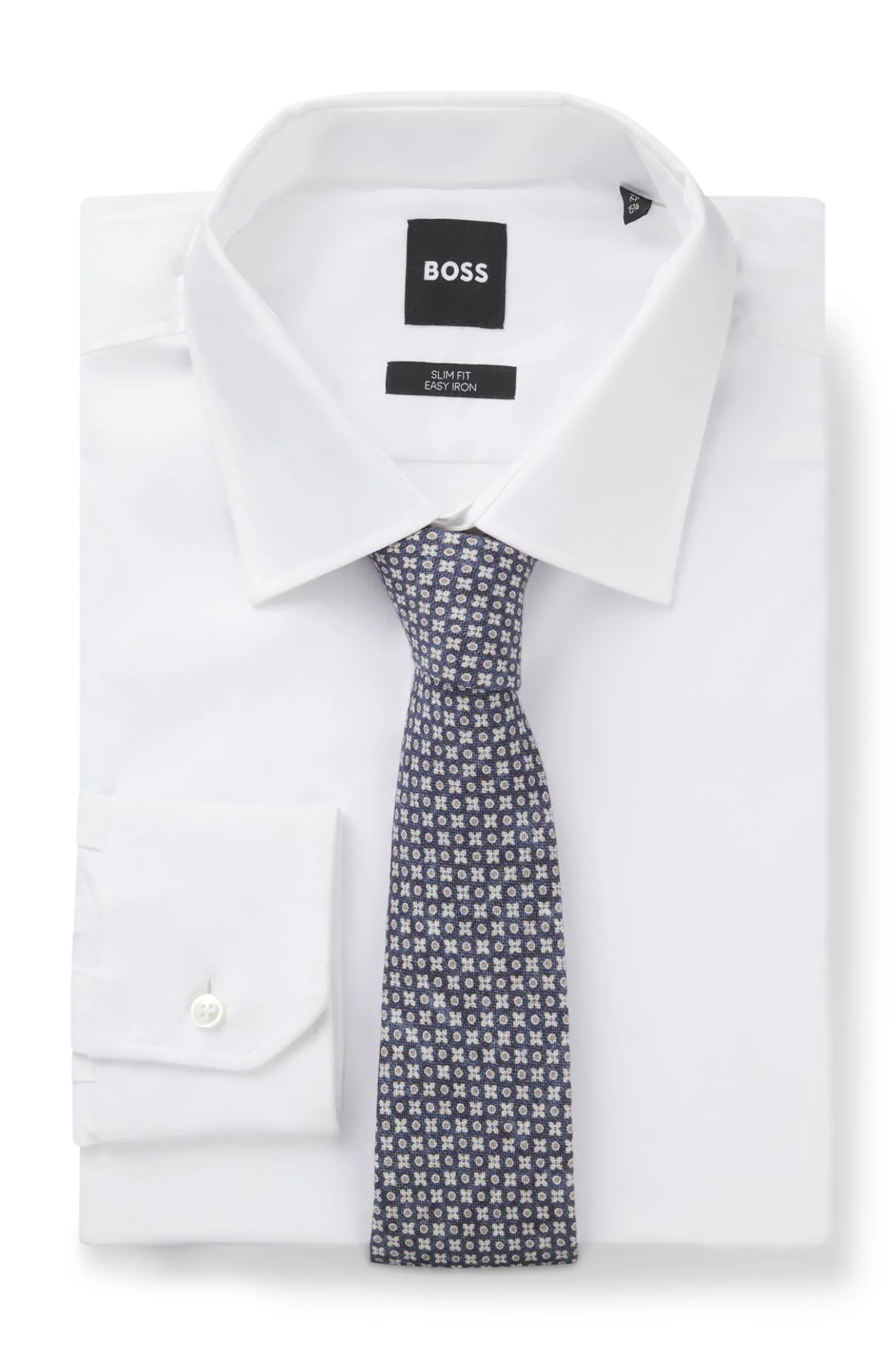 Patterned tie in cotton and wool