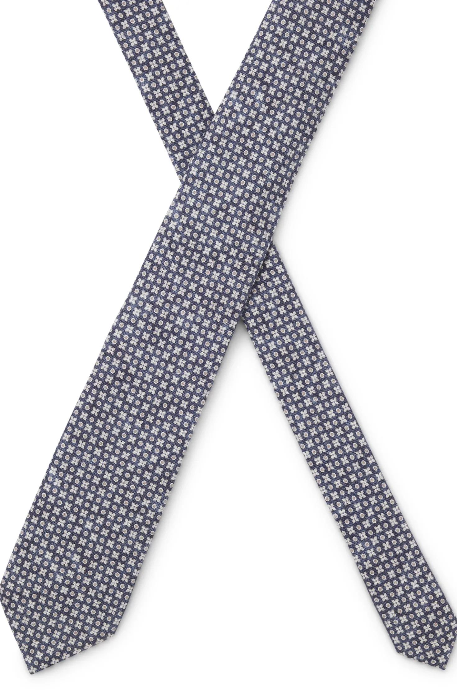 Patterned tie in cotton and wool