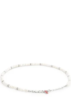 Pearl necklace with irregular metal beads