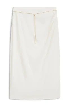 Pencil skirt with gold-tone chain belt