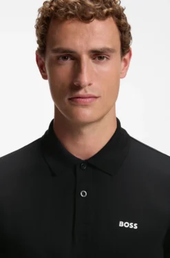 Pima-cotton polo shirt with placed print