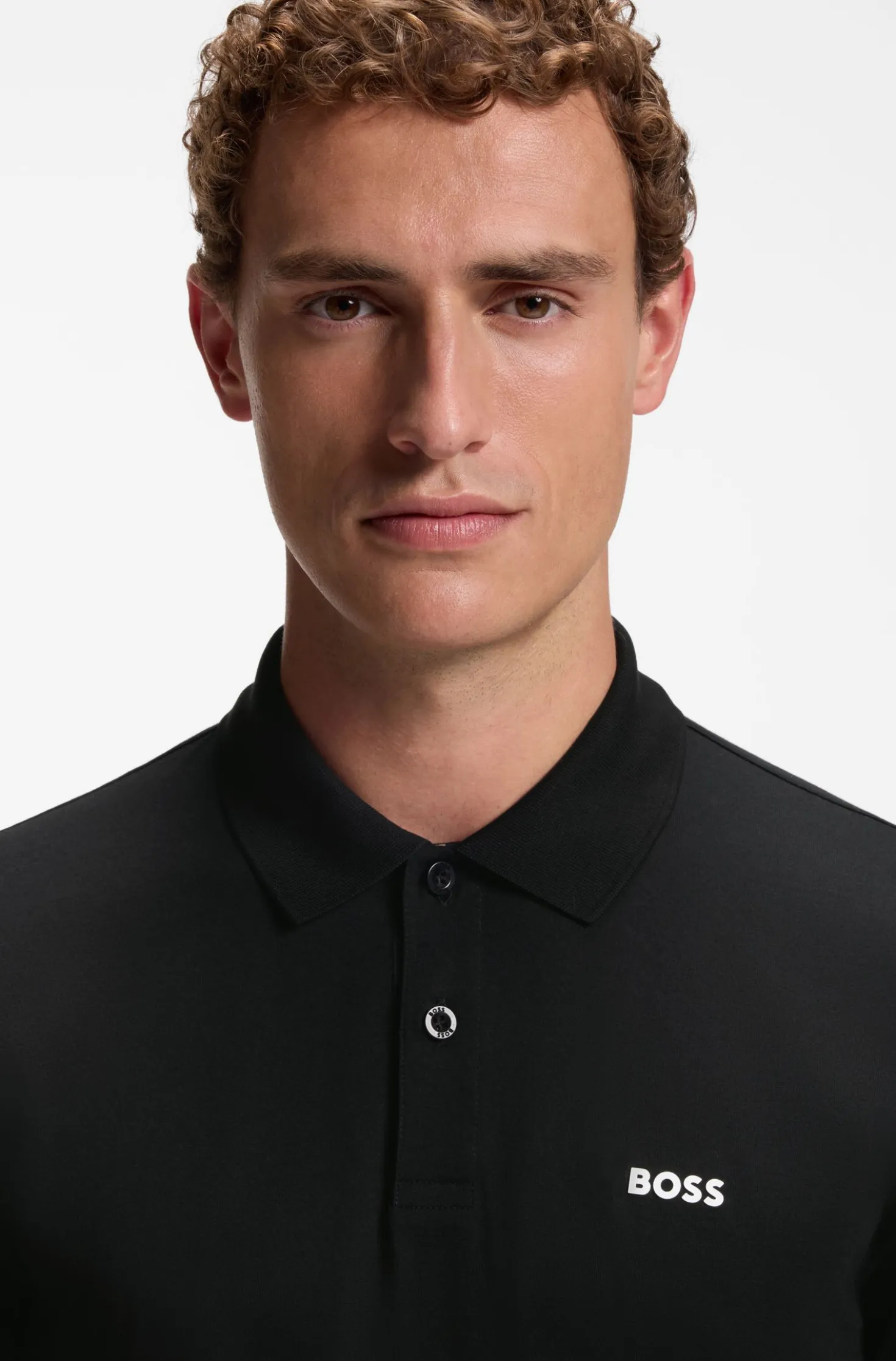 Pima-cotton polo shirt with placed print