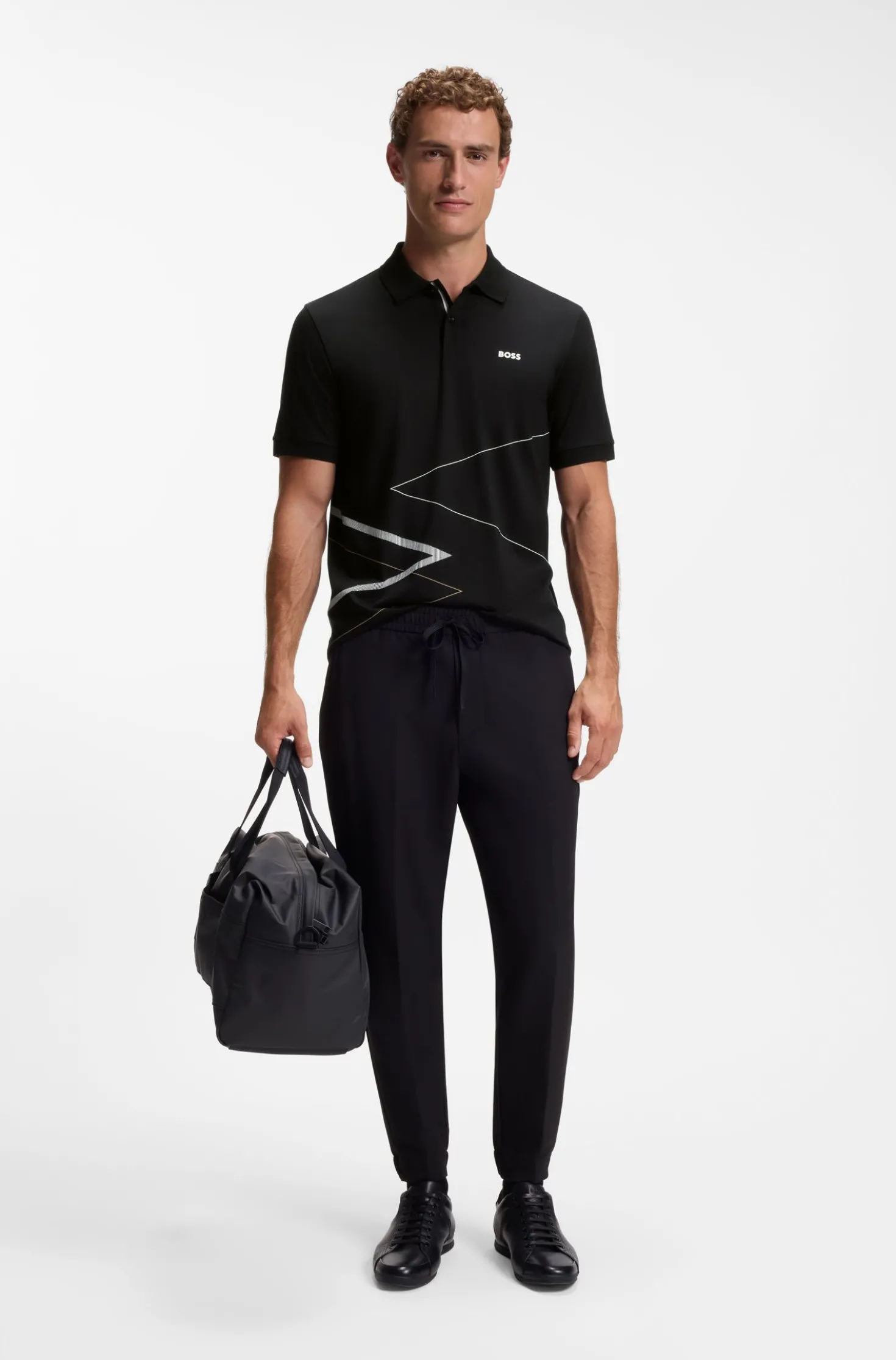 Pima-cotton polo shirt with placed print