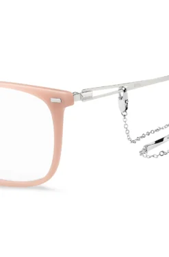 Pink-acetate optical frames with branded chain