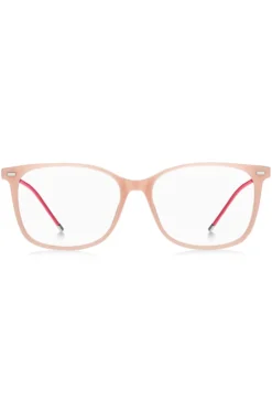 Pink-acetate optical frames with branded chain