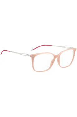 Pink-acetate optical frames with branded chain