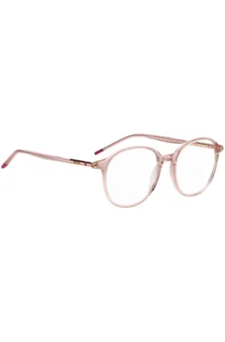 Pink-acetate optical frames with tubular temples