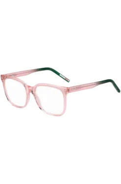 Pink-acetate optical frames with green end-tips