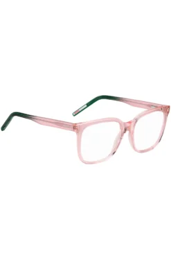 Pink-acetate optical frames with green end-tips