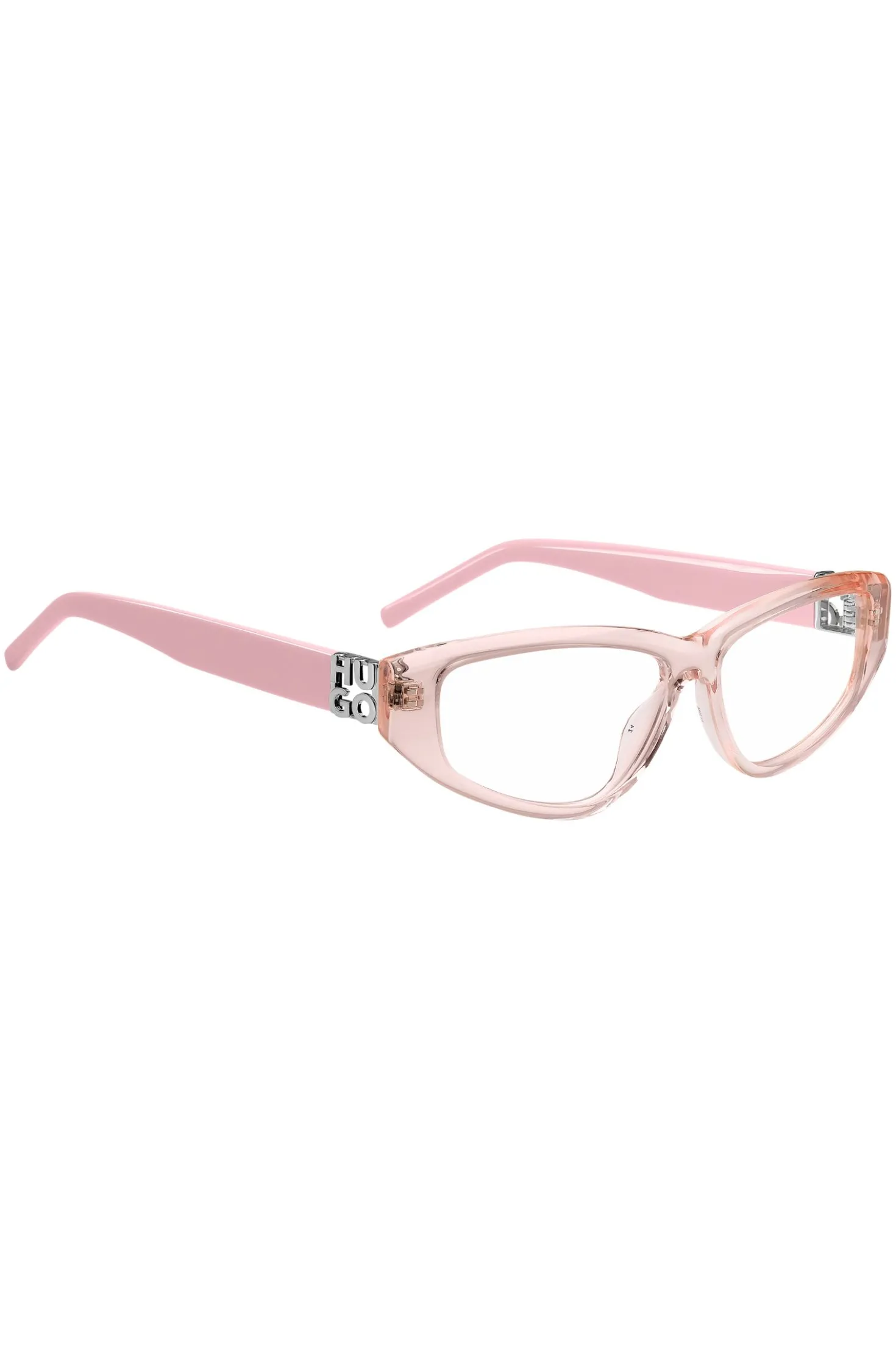 Pink-acetate optical frames with 3D monogram