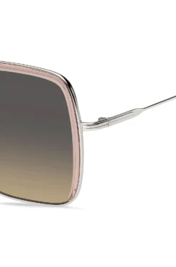 Pink-acetate sunglasses with silver-tone steel