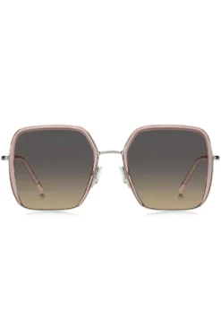 Pink-acetate sunglasses with silver-tone steel