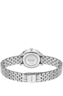 Pink-dial watch with multi-link bracelet