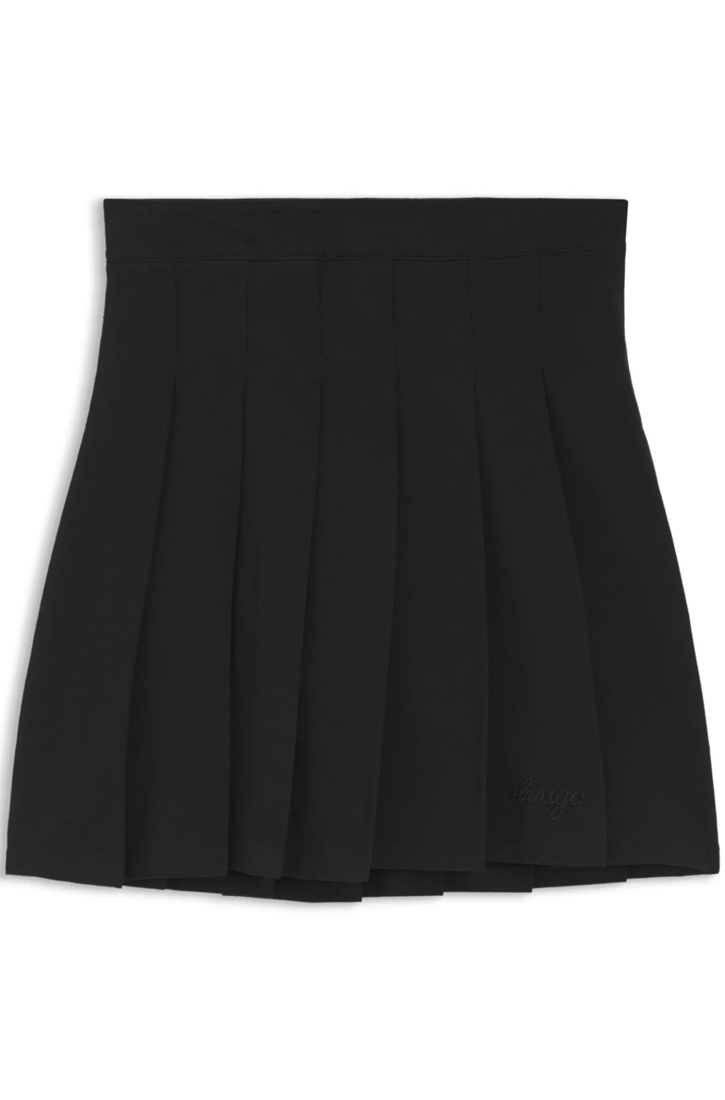 Pleated skirt in stretch cotton with integrated shorts