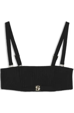 Plissé bandeau bikini top with Double B monogram