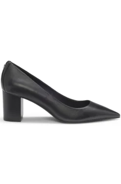 Pointed-toe pumps in nappa leather with chunky heel