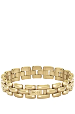 Polished bracelet with engraved logo detail