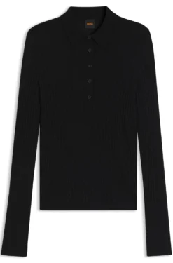 Polo-collar sweater in a sheer wool blend