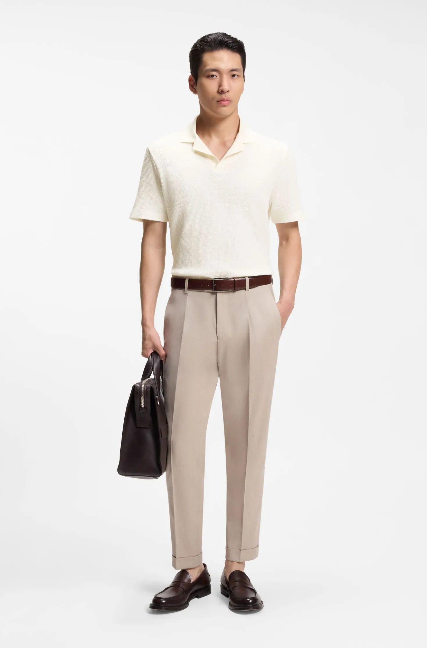 Polo shirt in Italian-made cotton and linen