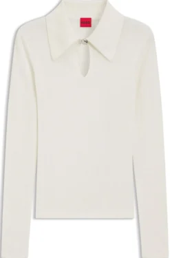 Polo sweater in a wool blend with cashmere