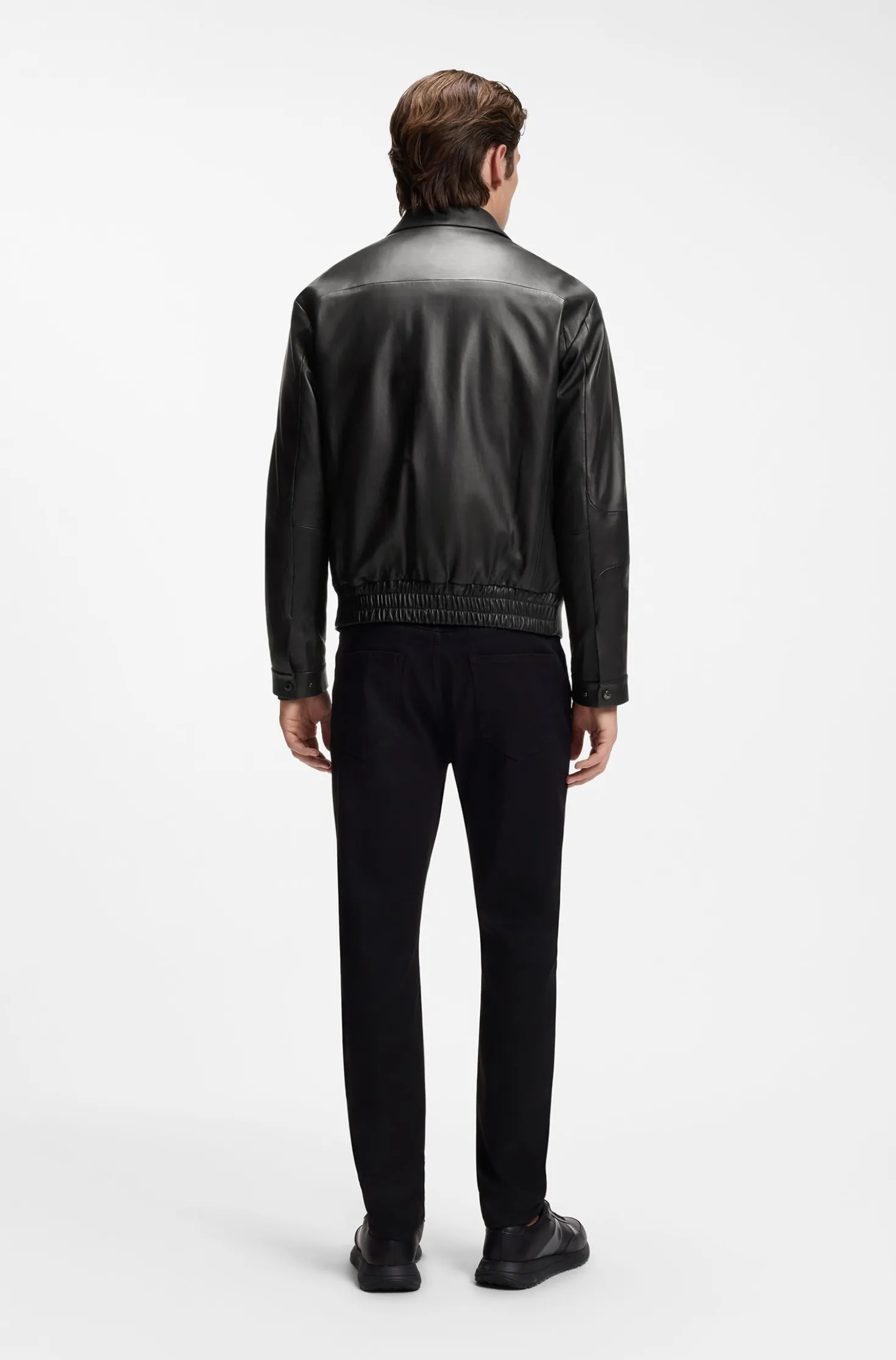 Porsche x BOSS leather jacket with concealed magnetic closure