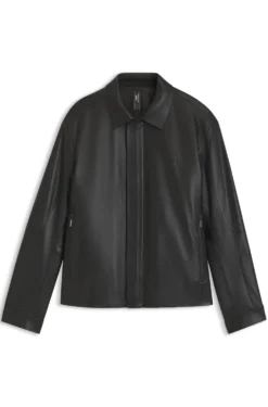 Porsche x BOSS leather jacket with concealed magnetic closure