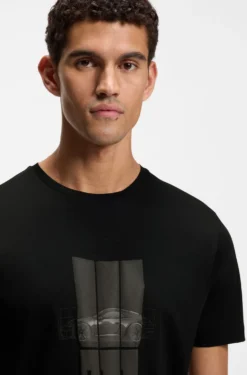 Porsche x BOSS T-shirt in mercerized cotton with reflective graphic print
