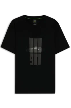 Porsche x BOSS T-shirt in mercerized cotton with reflective graphic print