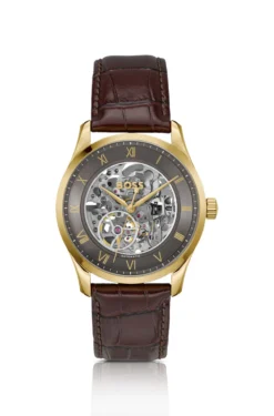 PRINCIPLE SKELETON Gold-tone automatic watch with skeleton dial