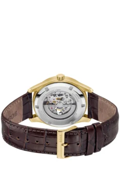 PRINCIPLE SKELETON Gold-tone automatic watch with skeleton dial