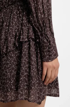 Printed mini dress with contrast piping