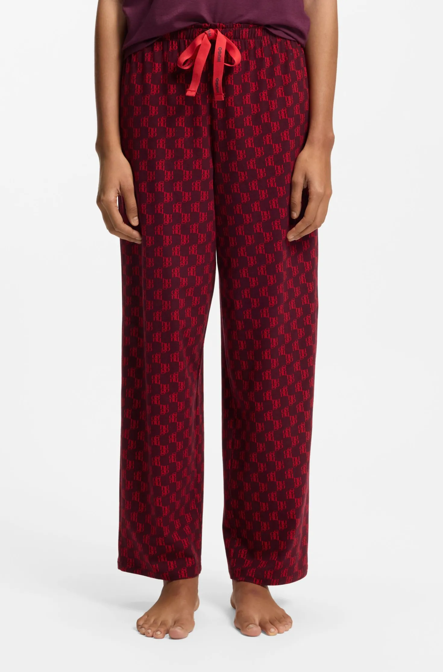 Printed pyjama bottoms in stretch modal and cotton