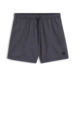 Printed swim shorts with logo badge