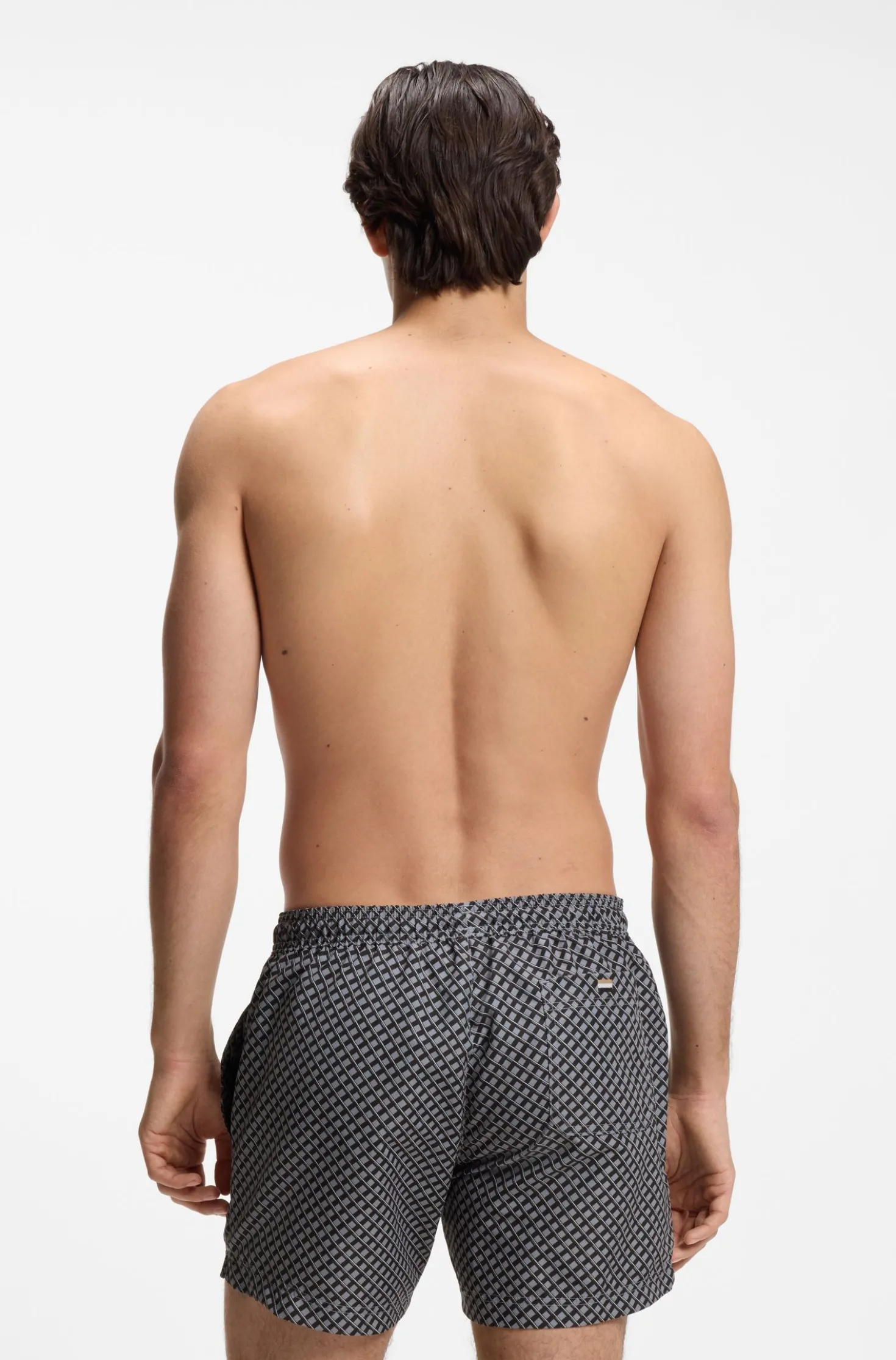 Printed swim shorts with logo badge