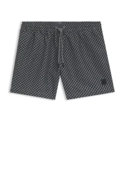 Printed swim shorts with logo badge