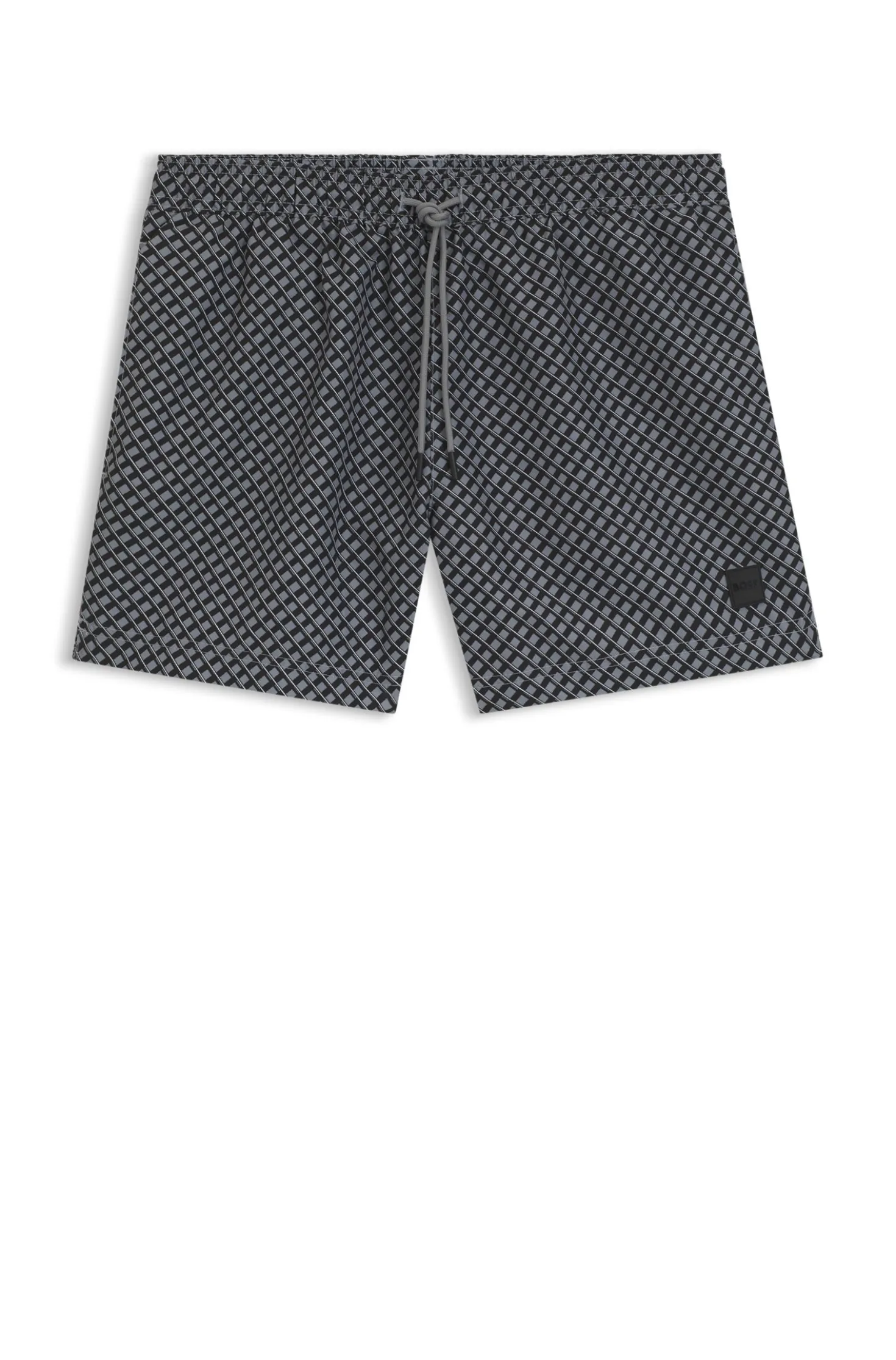 Printed swim shorts with logo badge