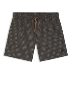 Printed swim shorts with logo badge