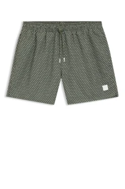 Printed swim shorts with logo badge