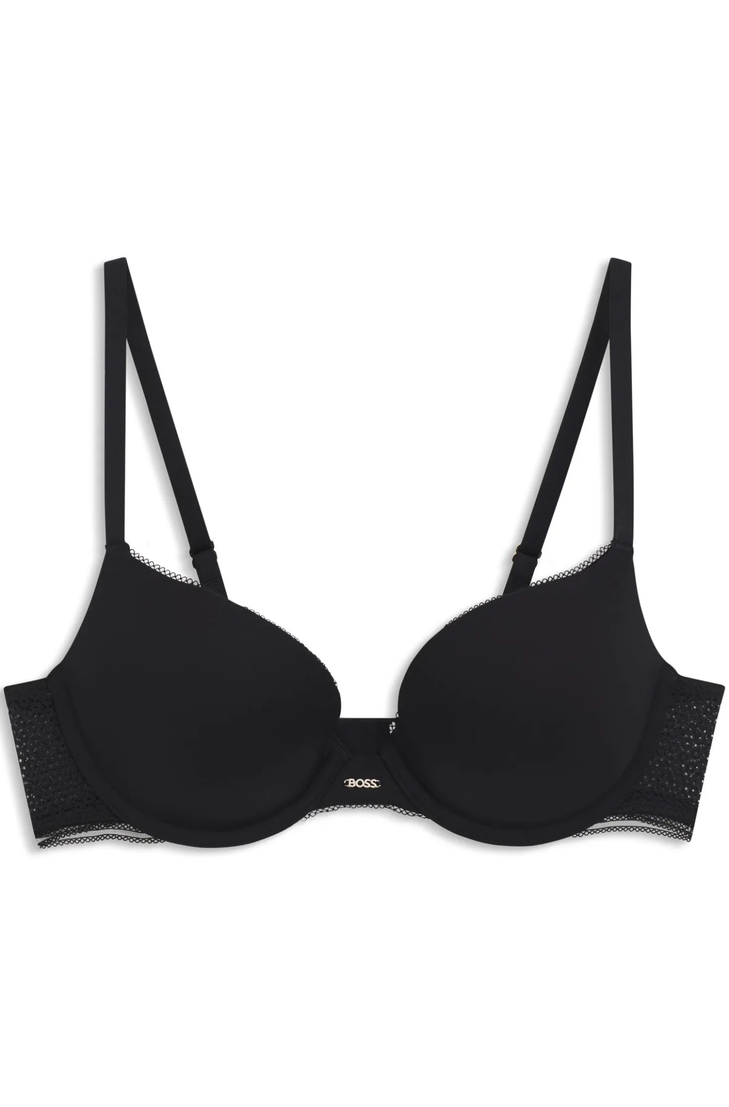 Push-up bra in microfibre with lace inserts