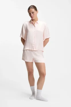 Pyjama shorts in satin with monogram jacquard