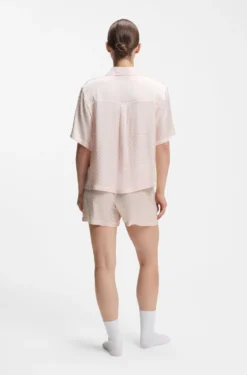 Pyjama shorts in satin with monogram jacquard