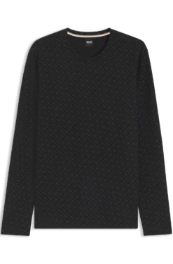 Pyjama top in a waffle-structured cotton blend