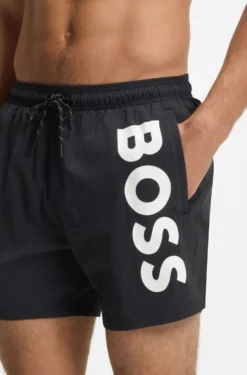 Quick-drying swim shorts with printed logo