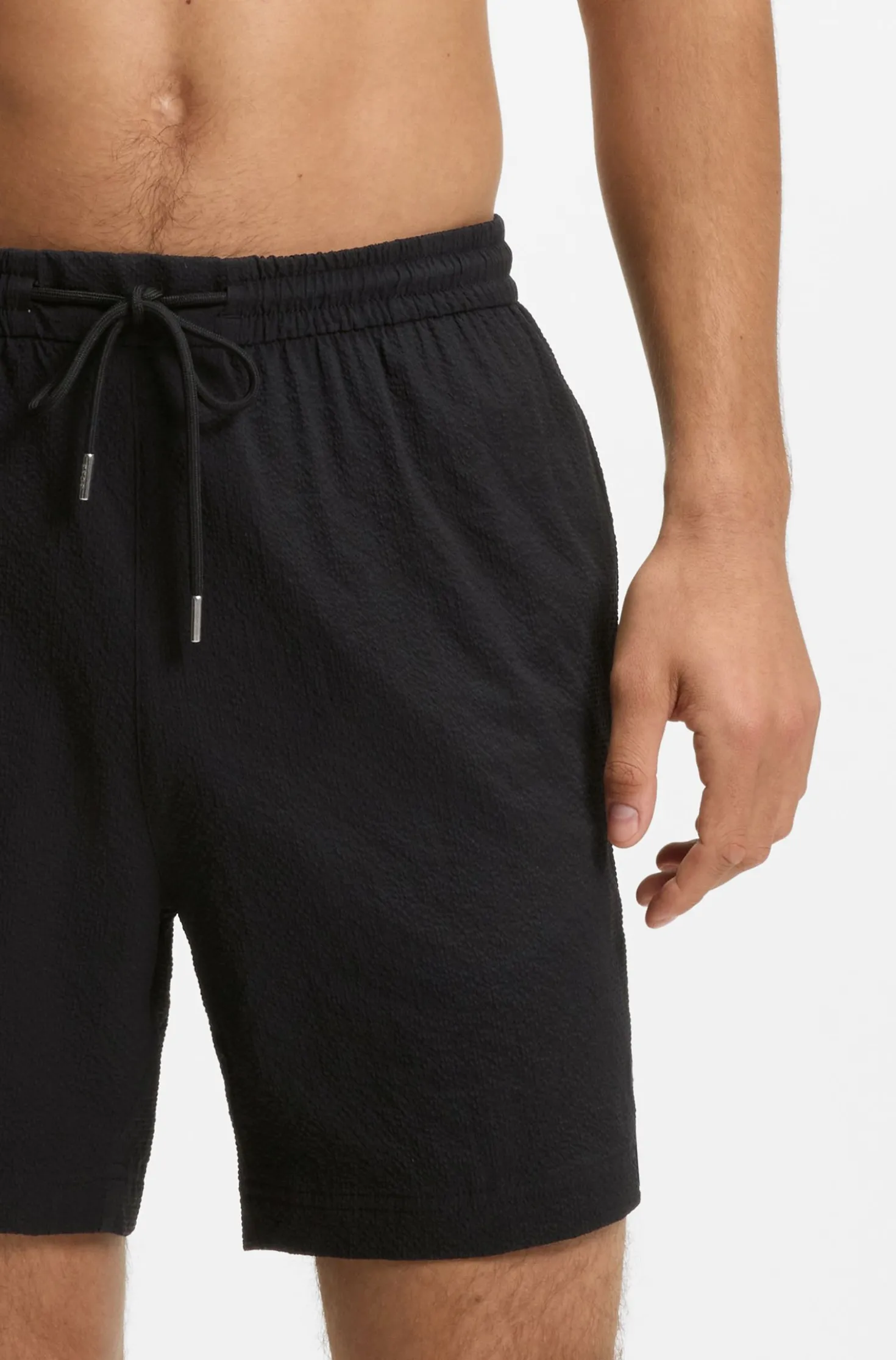 Quick-dry swim shorts in stretch seersucker