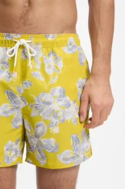 Quick-dry swim shorts with all-over print