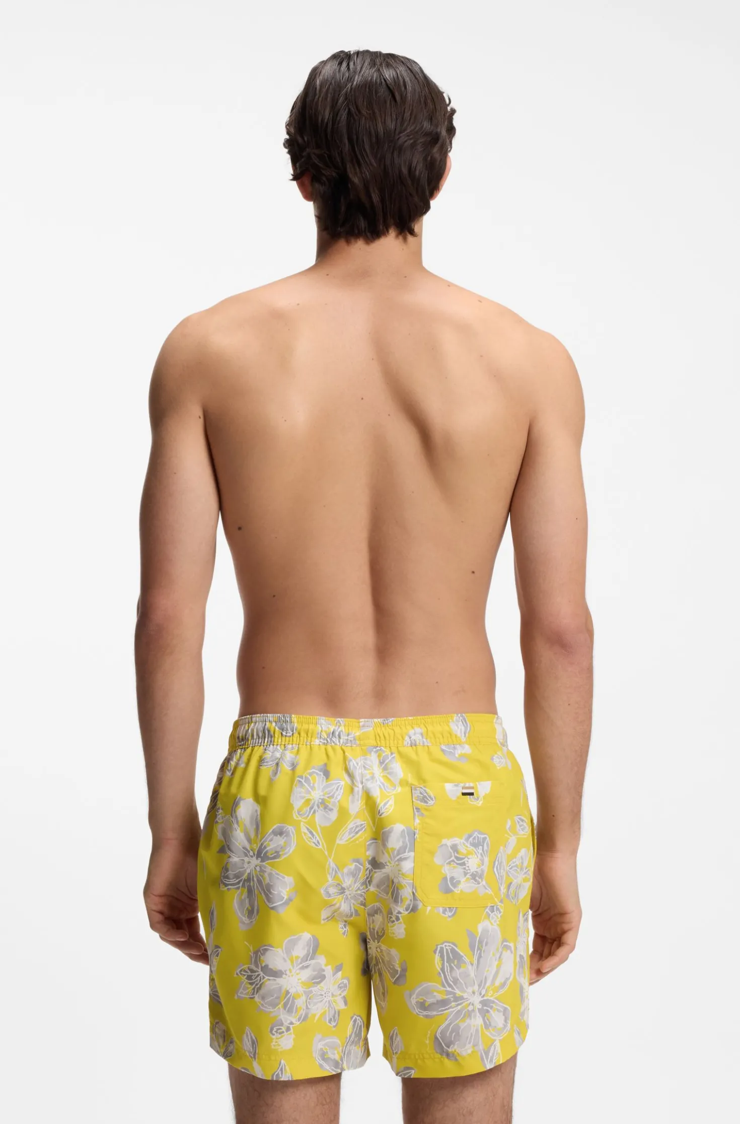 Quick-dry swim shorts with all-over print