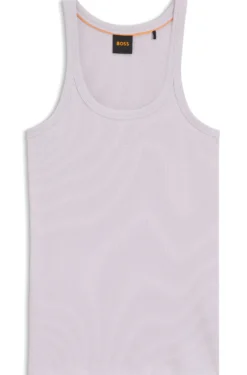Racer-back tank top in stretch cotton